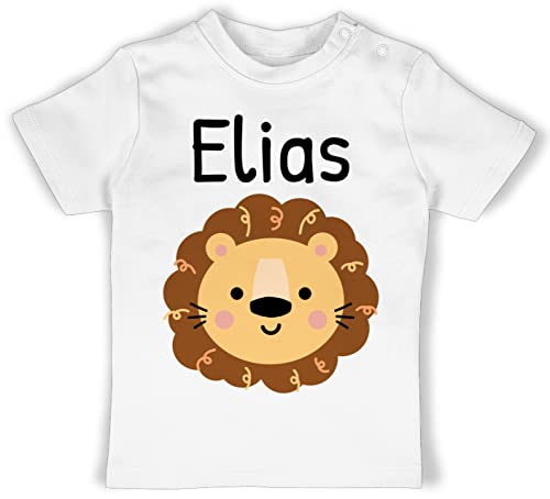 Baby T-Shirt Mädchen Jungen - Löwen - Süßer Löwe - Kindergarten Kita - 18/24 Monate - Weiß - personalisierte Tshirt Junge personalisiertes Name Shirt wunschtext und Tieren Shirts Leo Bruder t von Geschenk mit Namen personalisiert by Shirtracer