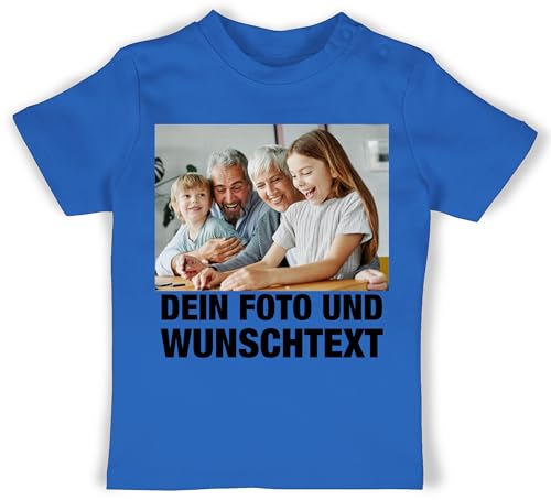 Baby T-Shirt Mädchen Jungen - Mit Foto I Eigenem Bild I Text I Name I Wunschtext - 3/6 Monate - Royalblau - babyt-Shirt designen Babykleidung selbst drucken Photo Shirt & selber gestalten Fotos von Geschenk mit Namen personalisiert by Shirtracer