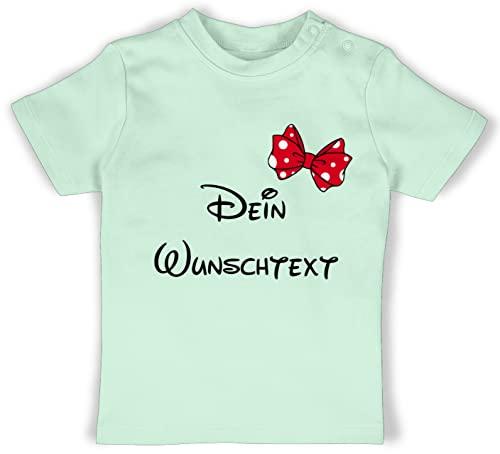 Baby T-Shirt Mädchen Jungen - Aufdruck selbst gestalten - Wunschtext Schleife - 1/3 Monate - Mintgrün - individuellem Text rauf drucken Lassen Schrift beschriftung selber beschriften eigenem Name von Geschenk mit Namen personalisiert by Shirtracer