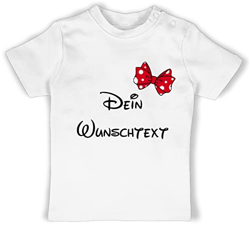Baby T-Shirt Mädchen Jungen - Aufdruck selbst gestalten - Wunschtext Schleife - 1/3 Monate - Weiß - individuellem Text rauf drucken Lassen Schrift beschriftung personlisierte Personalized von Geschenk mit Namen personalisiert by Shirtracer