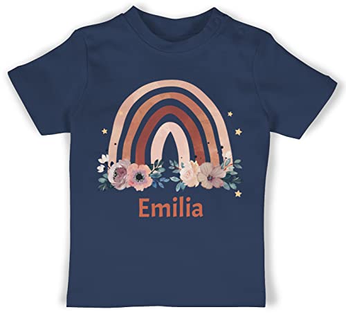 Baby T-Shirt Mädchen Jungen - Boho - Regenbogen Rainbow - 18/24 Monate - Navy Blau - Bedrucken Kindergarten kleine personalisierte Geschenke Name Bedruckt Lassen peronaliertes chic Stil von Geschenk mit Namen personalisiert by Shirtracer