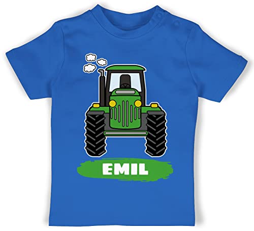 Baby T-Shirt Mädchen Jungen - Traktor Trekker Buldog Schlepper - 12/18 Monate - Royalblau - Bulldog und Name t Shirts Landwirtschaft Babykleidung traktorfahrer t- Shirt trecker Tshirt Bauer für von Geschenk mit Namen personalisiert by Shirtracer