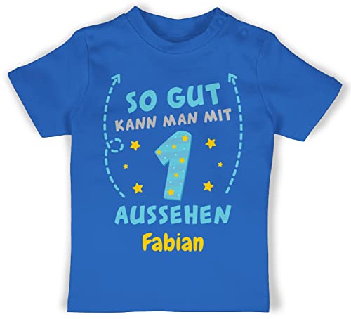 Baby T-Shirt Mädchen Jungen - 1. Geburtstag - So gut kann Man mit 1 Aussehen - 18/24 Monate - Royalblau - Jahr alt Tshirt erster personalisierte Geschenke geburtstagsshirt+1+Jahr ich Bin von Geschenk mit Namen personalisiert by Shirtracer