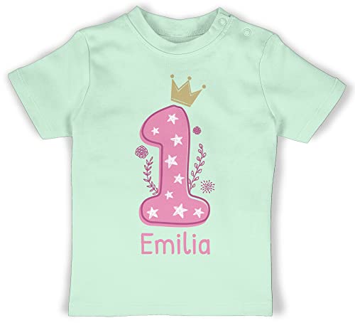 Baby T-Shirt Mädchen Jungen - 1. Geburtstag - Ich Bin EINS - 12/18 Monate - Mintgrün - Kleidung ab 1 Jahr Geschenke für einjährigen Tshirt Year Old Girl Birthday Gift Shirt erster t von Geschenk mit Namen personalisiert by Shirtracer