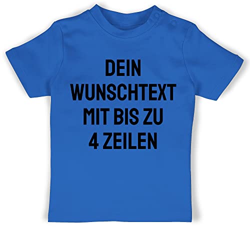 Baby T-Shirt Mädchen Jungen - Aufdruck selbst gestalten - Wunschtext - 1/3 Monate - Royalblau - Bedrucken Text eigene Drauf peronaliertes anpassen Schrift Druck Name: Wunsch selber Lassen zum von Geschenk mit Namen personalisiert by Shirtracer