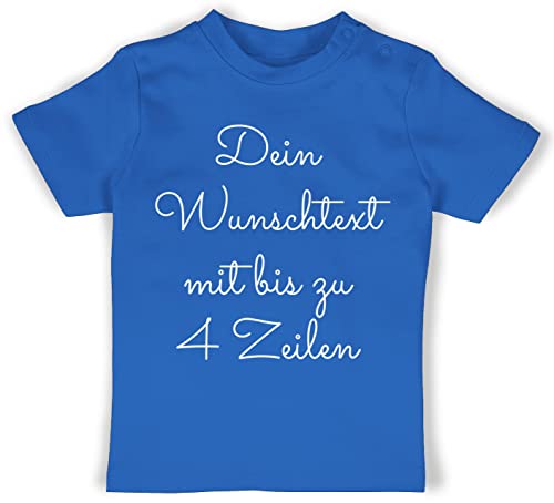 Baby T-Shirt Mädchen Jungen - Aufdruck selbst gestalten - Wunschtext - 1/3 Monate - Royalblau - with Text eigenem individuellem und initialen eigener Schrift dem Schriftzug zum selber eigenen von Geschenk mit Namen personalisiert by Shirtracer