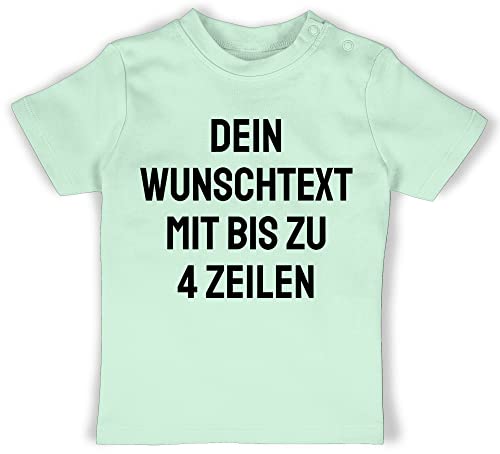 Baby T-Shirt Mädchen Jungen - Aufdruck selbst gestalten - Wunschtext - 6/12 Monate - Mintgrün - selber Machen Shirt Name Bedrucken Lassen Tshirt beschriften Personalisieren t Schriftzug drucken von Geschenk mit Namen personalisiert by Shirtracer