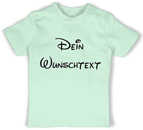 Baby T-Shirt Mädchen Jungen - Aufdruck selbst gestalten - Wunschtext I Geschenk mit eigenem Text personalisiert - 3/6 Monate - Mintgrün - Schrift Machen Tshirt Name personalisierte Custom Shirt von Geschenk mit Namen personalisiert by Shirtracer