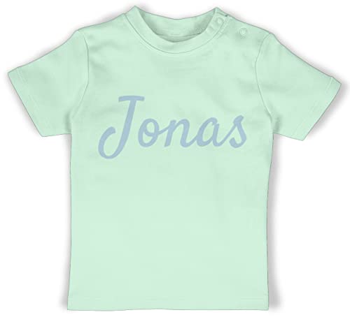 Baby T-Shirt Mädchen Jungen - Name anpassbar - Dein Text in Bunt - 6/12 Monate - Mintgrün - Kinder personalisierte Geschenke personalisiertes t Shirts t- Shirt t-Shirts Tshirts Tshirt von Geschenk mit Namen personalisiert by Shirtracer