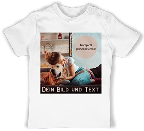 Baby T-Shirt Mädchen Jungen - eigenem - Foto Bild Geschenk - 18/24 Monate - Weiß - Fotos selber gemacht Bedrucken Lassen Text zum selbst beschriften Name und bildern einem eigenen Druck eigen von Geschenk mit Namen personalisiert by Shirtracer