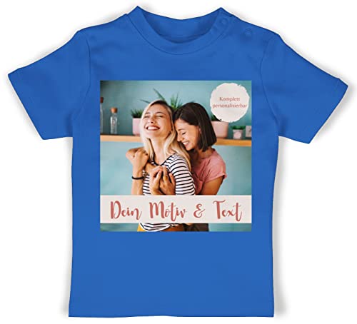 Baby T-Shirt Mädchen Jungen - eigenem - Foto Bild - 12/18 Monate - Royalblau - Bedrucken selber Machen own Photo and Text selbst Drauf drucken bildern und Schrift wo Man Bilder einfügen kann von Geschenk mit Namen personalisiert by Shirtracer