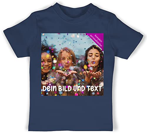 Baby T-Shirt Mädchen Jungen - Foto eigenem Bild - Fotogeschenk - 6/12 Monate - Navy Blau - selbst Design selber erstellen Customized personalierte Weihnachten personalisierte Geschenke von Geschenk mit Namen personalisiert by Shirtracer