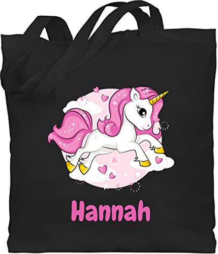 Baumwolltasche - Einhorn Name I Unicorn I Einhörner - Unisize - Schwarz - personalisierte tasche kindergarten unicorns beutel stoffbeutel wechselkleidung einhörnern jutetasche jutebeutel kita von Geschenk mit Namen personalisiert by Shirtracer