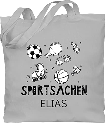 Baumwolltasche - Kita Beutel Wechselsachen Mädchen - Sportsachen - Fussball Tischtennis Schwimmen Basketball - Unisize - Hellgrau - wechselbeutel wechselkleidung junge jutebeutel von Geschenk mit Namen personalisiert by Shirtracer