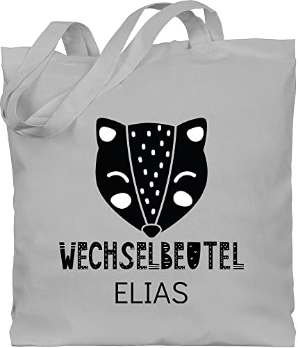 Baumwolltasche - Kita Beutel Wechselsachen Mädchen - Wechselbeutel mit Fuchs - Unisize - Hellgrau - kindergarten tasche stoffbeutel kinder personalisierte jutebeutel wechselwäsche wäschbeutel von Geschenk mit Namen personalisiert by Shirtracer