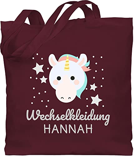 Baumwolltasche - Kita Beutel Wechselsachen Mädchen - Wechselkleidung Einhorn - Unisize - Bordeauxrot - krippentasche wechselbeutel personalisierte name stoffbeutel wäschebeutel von Geschenk mit Namen personalisiert by Shirtracer