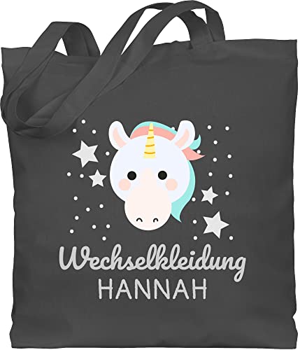 Baumwolltasche - Kita Beutel Wechselsachen Mädchen - Wechselkleidung Einhorn - Unisize - Dunkelgrau - krippentasche wechselbeutel personalisierte name stoffbeutel wäschebeutel von Geschenk mit Namen personalisiert by Shirtracer