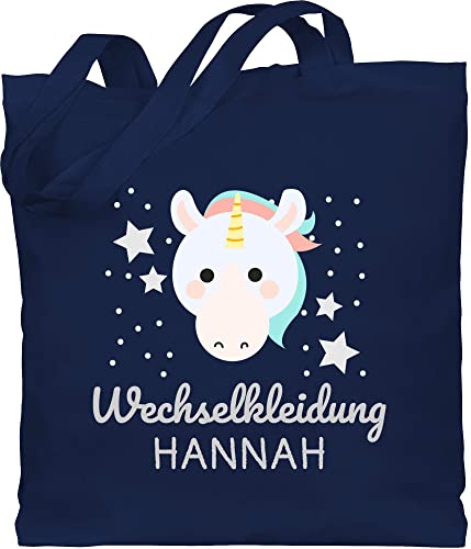 Baumwolltasche - Kita Beutel Wechselsachen Mädchen - Wechselkleidung Einhorn - Unisize - Navy Blau - krippentasche wechselbeutel personalisierte name stoffbeutel wäschebeutel von Geschenk mit Namen personalisiert by Shirtracer