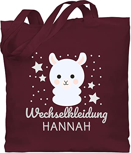Baumwolltasche - Kita Beutel Wechselsachen Mädchen - Wechselkleidung Lama - Unisize - Bordeauxrot - waschbeutel kinder wechselbeutel personalisierte stoffbeutel kindergarten tasche wäschbeutel von Geschenk mit Namen personalisiert by Shirtracer