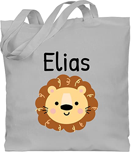 Baumwolltasche - Löwen - Süßer Löwe - Kindergarten Kita - Unisize - Hellgrau - personalisierte wechselkleidung beutel wäschebeutel kinder löwenmotiv lowe tasche süße taschen von Geschenk mit Namen personalisiert by Shirtracer