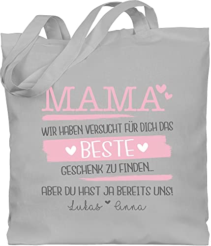 Baumwolltasche - Mama wir haben versucht für dich das beste Geschenk zu finden I Geschenk Mutter - Unisize - Hellgrau - personalisierte tasche mom muttertag taschen mummy bag mutterzagsgeschenke von Geschenk mit Namen personalisiert by Shirtracer
