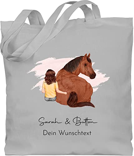 Baumwolltasche - Pferd - Pferdemädchen Namen - Pferde Mädchen Geschenk - Unisize - Hellgrau - horse taschen pferden pferdemotiv jutebeutel pferdetasche pferdeliebhaber zum selber gestalten tasche von Geschenk mit Namen personalisiert by Shirtracer