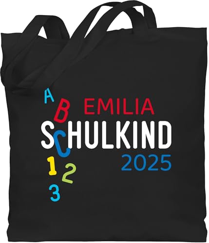 Baumwolltasche - Schulanfang Einschulung Turnbeutel - ABC Schulkind - Unisize - Schwarz - geschenktüte schultasche erste klasse schulanfänger 2024 taschen geschenkbeutel tasche schule von Geschenk mit Namen personalisiert by Shirtracer