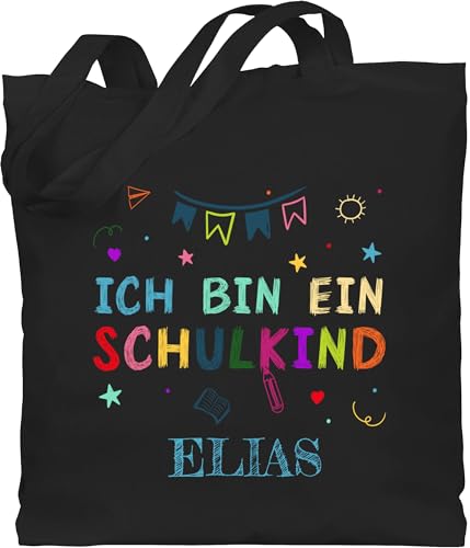 Baumwolltasche - Schulanfang Einschulung Turnbeutel - Ich bin ein Schulkind - Unisize - Schwarz - geschenkbeutel schultasche erste klasse schulanfänger first day of school stoffbeutel tasche von Geschenk mit Namen personalisiert by Shirtracer