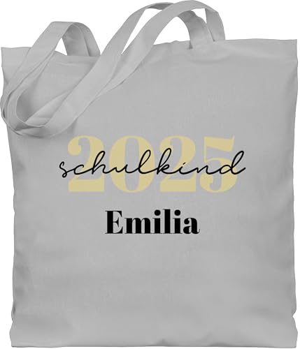 Baumwolltasche - Schulanfang Einschulung Turnbeutel - Schulkind 2025 - Schreibschrift - Unisize - Hellgrau - schultasche erste klasse schulanfänger taschen tasche schule einschulung-schulkind von Geschenk mit Namen personalisiert by Shirtracer