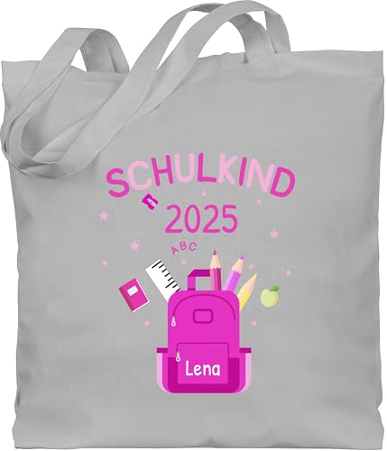Baumwolltasche - Schulanfang Einschulung Turnbeutel - Schulkind 2025 - Unisize - Hellgrau - tasche mädchen schultasche erste klasse schulanfänger jetzt taschen 2023 einschulung-schulkind ich bin von Geschenk mit Namen personalisiert by Shirtracer