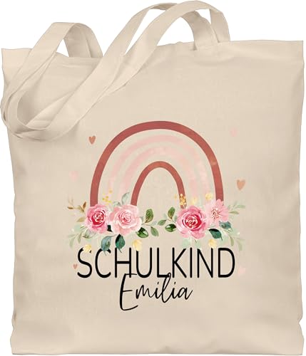 Baumwolltasche - Schulanfang Einschulung Turnbeutel - Schulkind Boho Regenbogen - Unisize - Naturweiß - schultasche erste klasse schulanfänger tasche taschen für schule einschulung-schulkind von Geschenk mit Namen personalisiert by Shirtracer