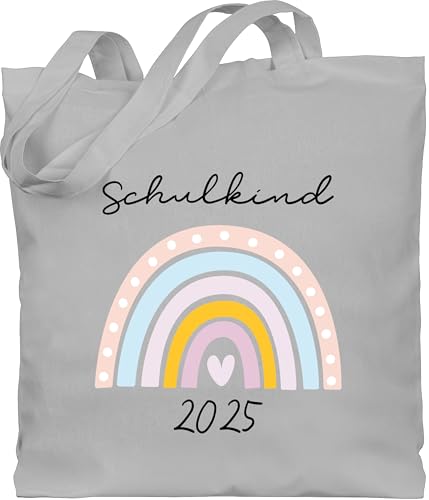 Baumwolltasche - Schulanfang Einschulung Turnbeutel - Schulkind Regenbogen 2025 - Unisize - Hellgrau - beutel schultasche erste klasse schulanfänger tasche taschen für schule einschulung-schulkind von Geschenk mit Namen personalisiert by Shirtracer