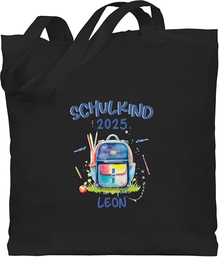 Baumwolltasche - Schulanfang Turnbeutel - Schulkind 2025 | Einschulung 2025 | Geschenk Schulkind Junge | Geschenke Einschulung Junge - Unisize - Schwarz - schultasche erste klasse schulanfänger von Geschenk mit Namen personalisiert by Shirtracer