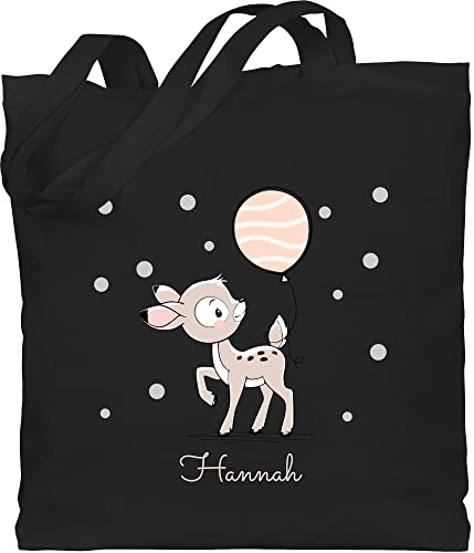 Baumwolltasche - Tiere - Süßes Reh Rehkitz - Unisize - Schwarz - kita wechselkleidung beutel stoffbeutel kindergarten personalisierte geschenke name beuteltasche wechselbeutel von Geschenk mit Namen personalisiert by Shirtracer