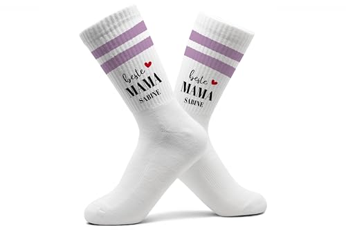 Beste Mama Socken zum Muttertag Geschenk Tennissocken Beste Mami Geschenk Muttertag Tennissocken Mütter I Muttertagsgeschenk für Mamas - 42-46 - Pastell Lila - mutter strümpfe mommy mom damen mum von Geschenk mit Namen personalisiert by Shirtracer