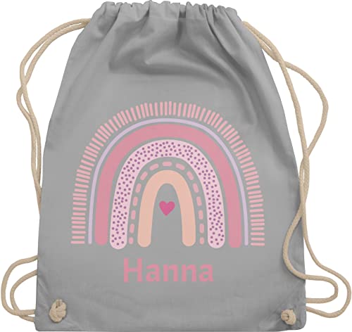 Turnbeutel Rucksack - Boho - Regenbogen - Unisize - Hellgrau - wechselbeutel kindergarten bedrucken schulkind personalisierter stoffbeutel wechselsachen beutel wäschebeutel für kinder von Geschenk mit Namen personalisiert by Shirtracer