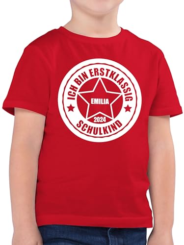 Kinder T-Shirt Jungen - Einschulung Schulanfang Junge - Ich Bin erstklassig 2024-140 (9/11 Jahre) - Rot - Schulkind 1. klasse Tshirt Shirt schulanfaenger einschulgeschenk t einschulungst-Shirt von Geschenk mit Namen personalisiert by Shirtracer