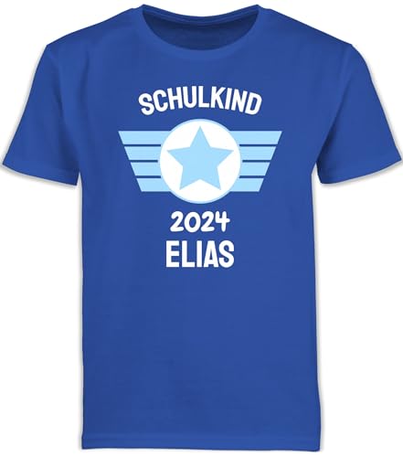 Kinder T-Shirt Jungen Schulanfang - Einschulung Junge - Schulkind 2024-116 (5/6 Jahre) - Royalblau - einschulungst-Shirt einschulungsoutfit Jungs schul Shirt 1.klasse Tshirt einschulungsshirts von Geschenk mit Namen personalisiert by Shirtracer