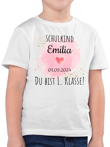 Kinder T-Shirt Jungen - Einschulung Schulanfang Junge - Schulkind - Du bist erste Klasse - 128 (7/8 Jahre) - Weiß - personalisierte Geschenke schulanfänger einschulungsgeschenk ich Bin von Geschenk mit Namen personalisiert by Shirtracer