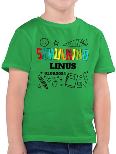 Kinder T-Shirt Jungen - Einschulung Schulanfang Junge - Schulkind Scribble - 116 (5/6 Jahre) - Grün - First Day of School Tshirt Kind t Shirt einschulungst-Shirt schuleingangs kindershirts von Geschenk mit Namen personalisiert by Shirtracer