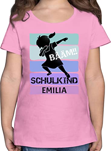 T-Shirt - Einschulung - BÄÄM!! Schulkind Mädchen - 128 (7/8 Jahre) - Rosa - personalisierte schuleingangs Tshirt personalisiertes Schulanfang Name Shirt t einschulungstshirts schulanfänger von Geschenk mit Namen personalisiert by Shirtracer