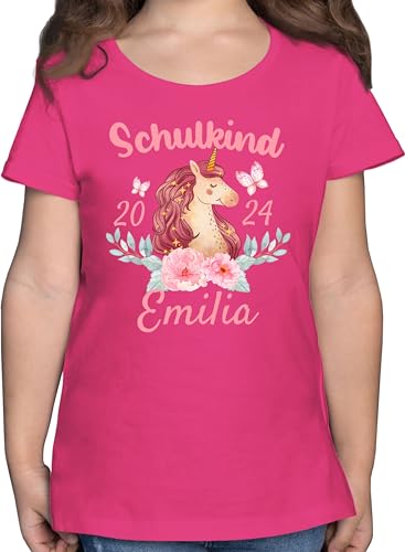 T-Shirt Mädchen - Einschulung - Schulkind Einhorn 2024-152 (12/13 Jahre) - Fuchsia - Tshirt Kinder Name t Shirt Schulanfang 1.Schultag ich Bin jetzt EIN Kurzarm personalisiertes schuleingang von Geschenk mit Namen personalisiert by Shirtracer