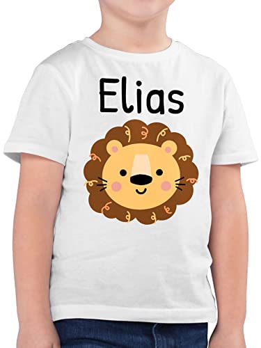 Kinder T-Shirt Jungen - Löwen - Süßer Löwe - Kindergarten Kita - 116 (5/6 Jahre) - Weiß - Kind Shirt personalisiertes Tshirt Name Shirts t Junge für Tshirts Jungs personalisierte löwenmotiv von Geschenk mit Namen personalisiert by Shirtracer