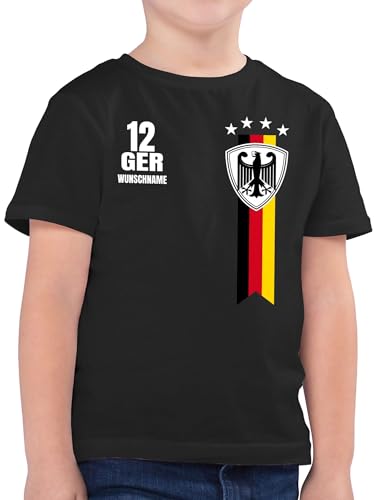 Kinder T-Shirt Jungen - 2024 Fussball EM Fanartikel - Germany WM Fan Deutschland - 164 (14/15 Jahre) - Schwarz - Deutschland-t-Shirt fußball Kleidung Junge fußball. Europa Tshirt von Geschenk mit Namen personalisiert by Shirtracer