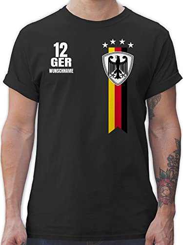 T-Shirt Herren - 2024 Fussball EM Fanartikel - Germany WM Fan Deutschland - M - Schwarz - t- Shirt Tshirt fußball Deutscher t-Shirts Baumwolle Europa Nationalmannschaft t Shirts männer von Geschenk mit Namen personalisiert by Shirtracer