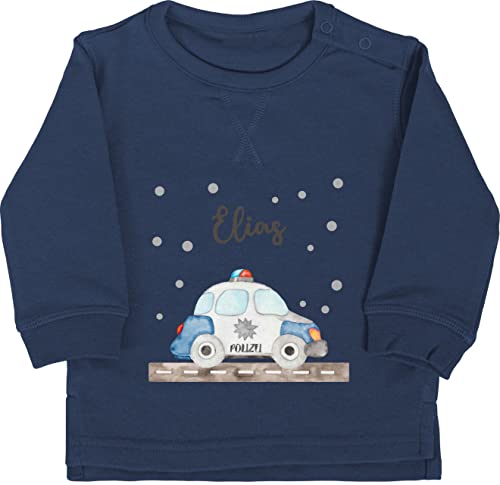 Baby Pullover Jungen Mädchen - Polizei Blaulicht Bundespolizei Polizeiauto Polizist - 12/18 Monate - Navy Blau - Polizisten Name Pulli für Auto Fuer Kinder personalisierte von Geschenk mit Namen personalisiert by Shirtracer