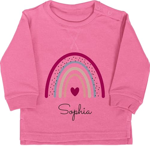 Baby Pullover Jungen Mädchen - Regenbogen Regenbögen - 6/12 Monate - Pink - Rainbow Sophia personalisierte Name und Herz von Geschenk mit Namen personalisiert by Shirtracer
