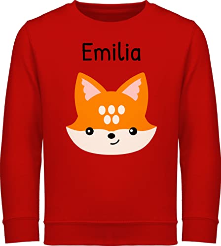 Sweater Kinder Sweatshirt Jungen Mädchen Pullover - Süßer schlauer Fuchs - 128 (7/8 Jahre) - Rot - personalisierte Geschenke Kind Sweatshirts 7-8 Jahre Name Kita Pulli Kindergarten reitpullover von Geschenk mit Namen personalisiert by Shirtracer