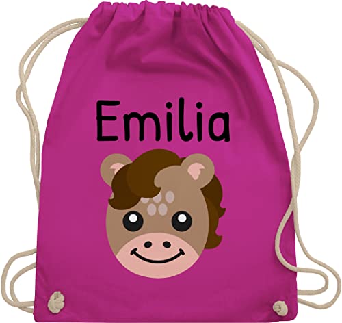 Turnbeutel Rucksack - Pferde - Süßes Pferd - Unisize - Fuchsia - kindergarten wechselwäsche beutel reit sachen für mädchen pferden name juterucksäcke kinder wechselbeutel pferderucksäcke von Geschenk mit Namen personalisiert by Shirtracer