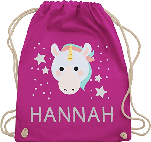 Turnbeutel Rucksack - Einhorn Bild und Dein Name - Unisize - Fuchsia - beutel schulkind einhörnern kindergarten tasche mädchen geschenkideen für schulanfang stoffbeutel personalisierte geschenke von Geschenk mit Namen personalisiert by Shirtracer